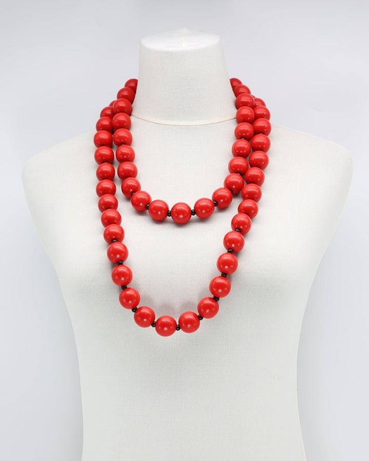 Round Beads Strand Necklace, Orange