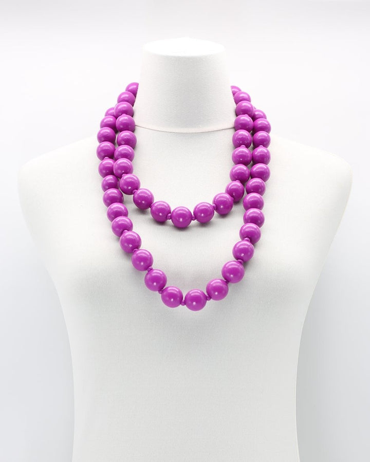 Round Beads Strand Necklace, Magenta