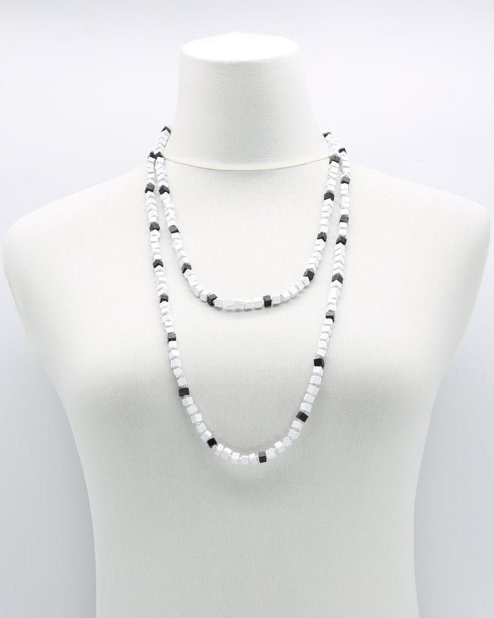 Mosaic Pashmina Necklace, White/Black
