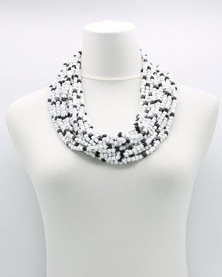 Mosaic Pashmina Necklace, White/Black