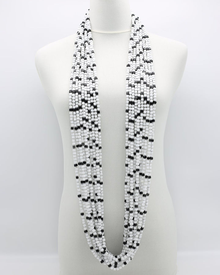 Mosaic Pashmina Necklace, White/Black