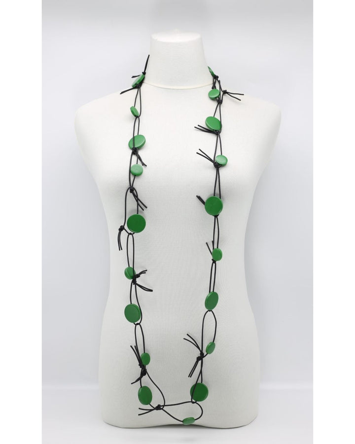 Knotted Coin Necklace, Spring Green