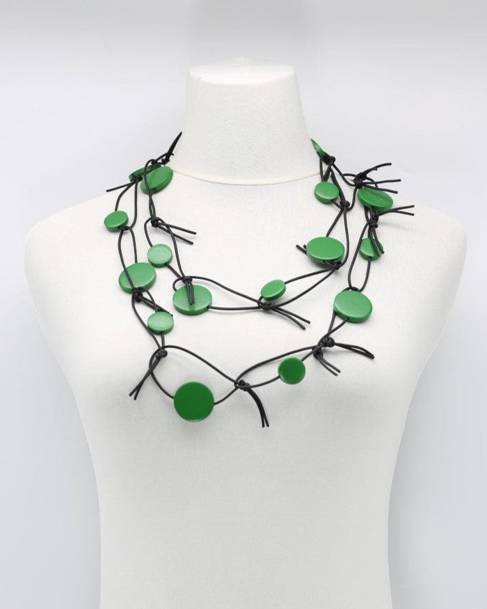 Knotted Coin Necklace, Spring Green