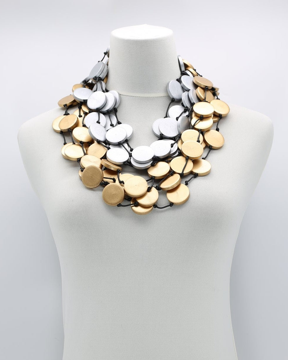 Duo Coin Necklace, Gold/Silver