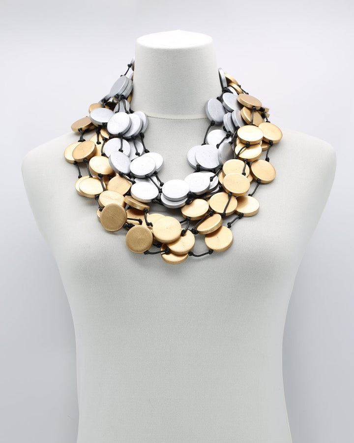 Duo Coin Necklace, Gold/Silver