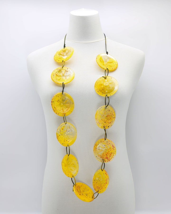 Recycled Bottle Painted Necklace, Yellow
