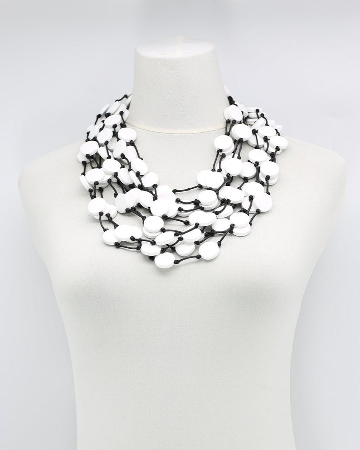 Coin Strands Necklace, White