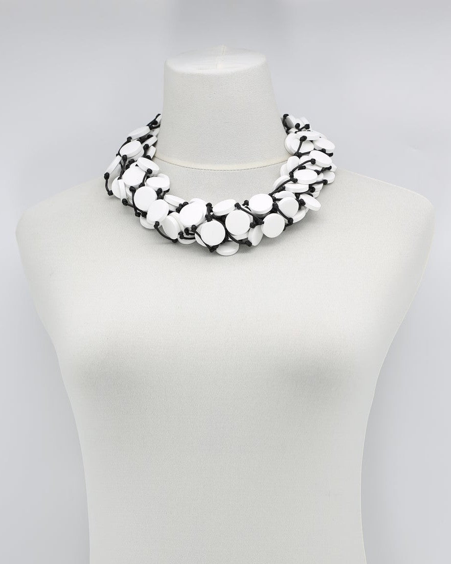 Coin Strands Necklace, White