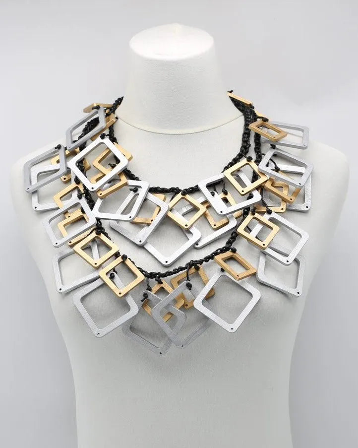 Geometric Necklace, Silver/Gold