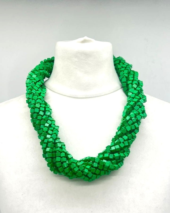 5 Strand Pashmina Necklace, Green