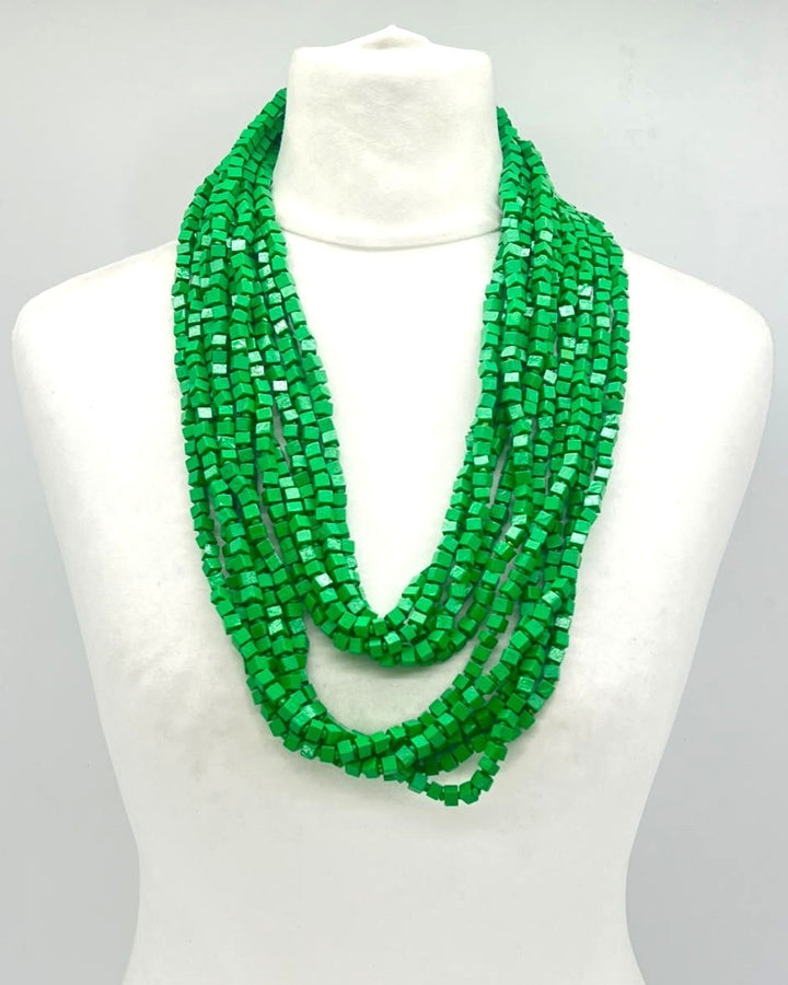 5 Strand Pashmina Necklace, Green