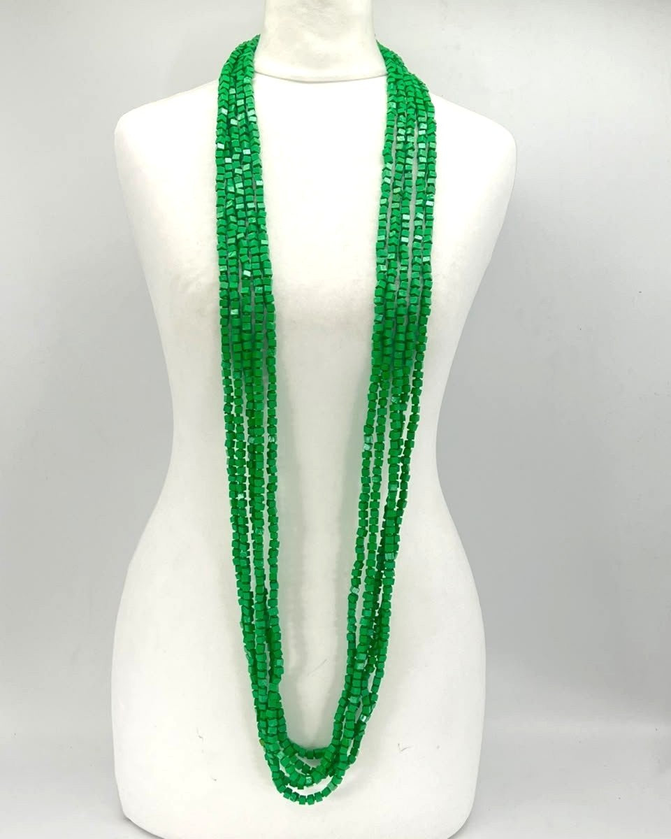 5 Strand Pashmina Necklace, Green
