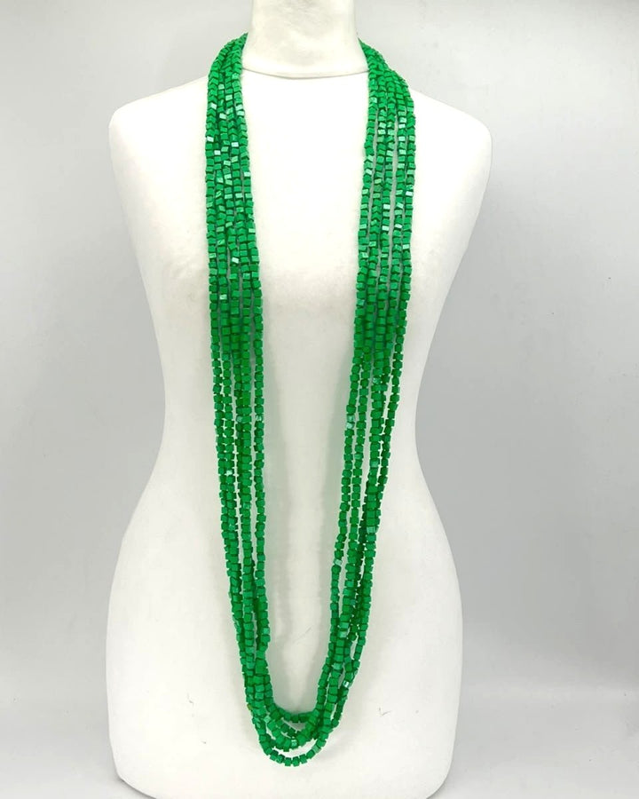 5 Strand Pashmina Necklace, Green