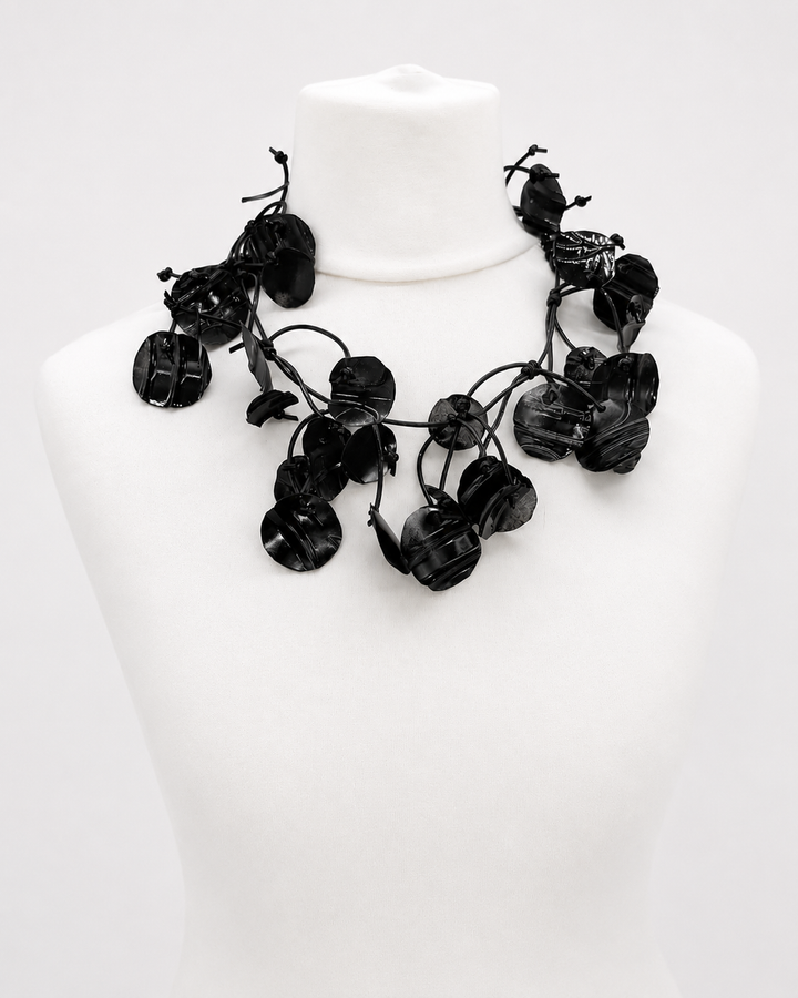 Water Lily Leaf Necklace, Black