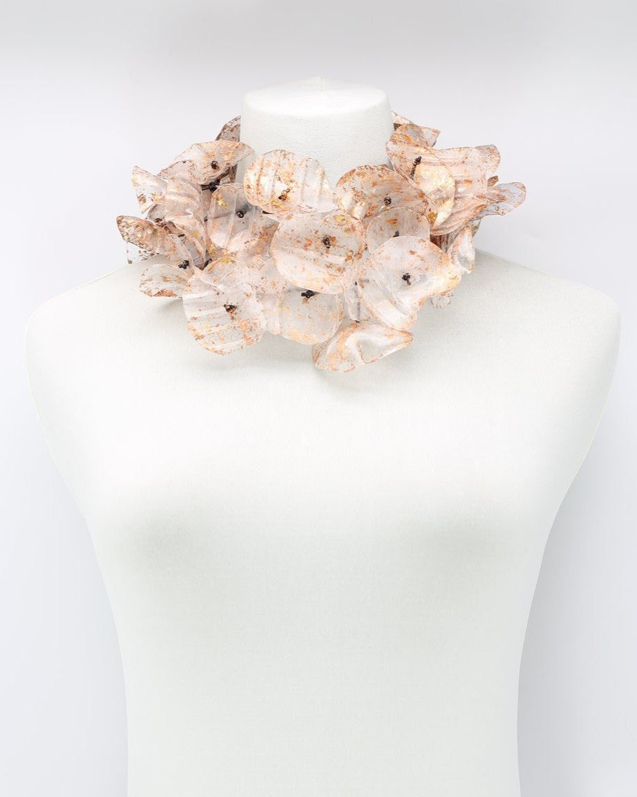 Large Water Lily Leaf Necklace, Rose Gold Gilded