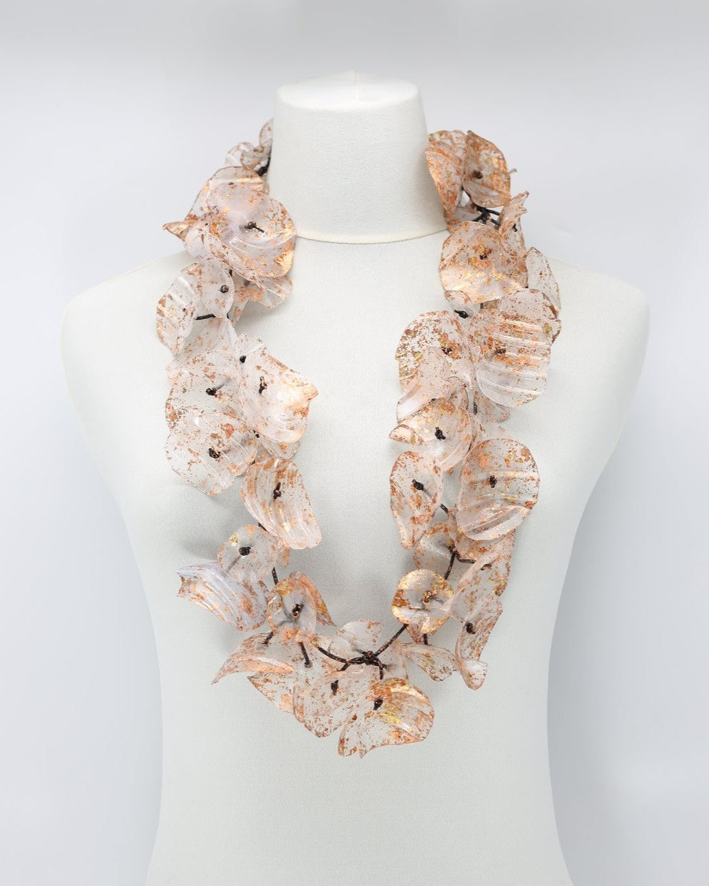 Large Water Lily Leaf Necklace, Rose Gold Gilded