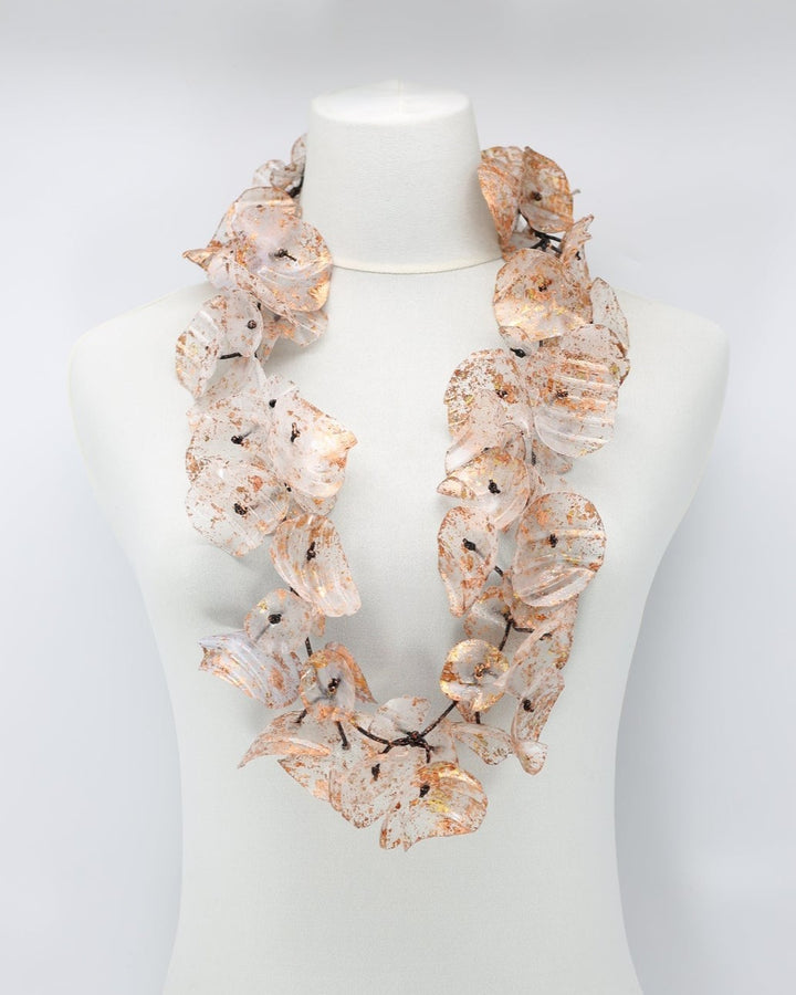 Large Water Lily Leaf Necklace, Rose Gold Gilded