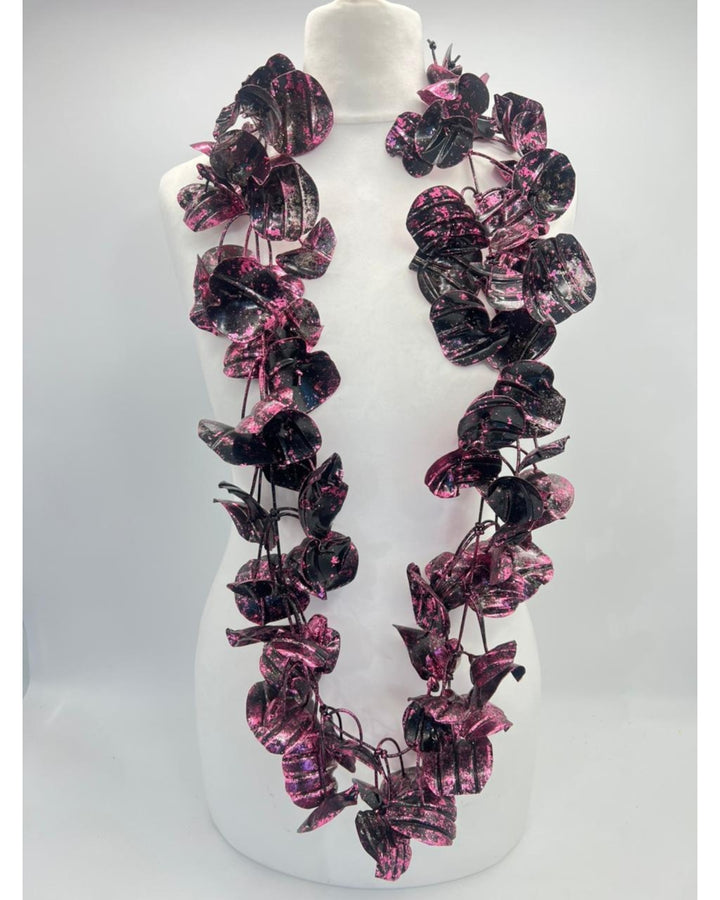 Gilded Water Lily Leaf Necklace, Black/Pink