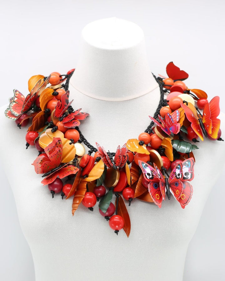 Butterflies Necklace, Red