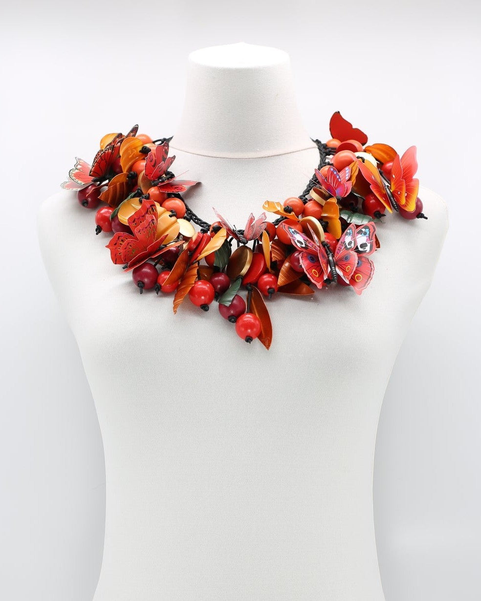 Butterflies Necklace, Red