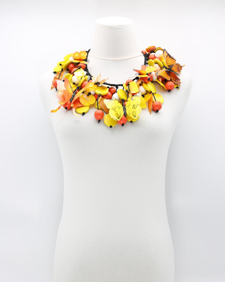 Butterflies Necklace, Yellow & Orange