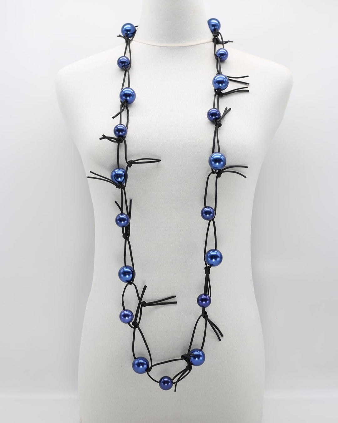 Twisted & Tied Faux Pearls Necklace, Metallic Blue
