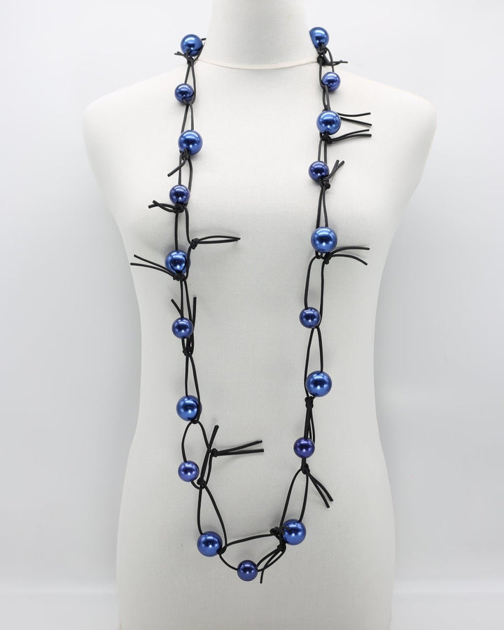 Twisted & Tied Faux Pearls Necklace, Metallic Blue