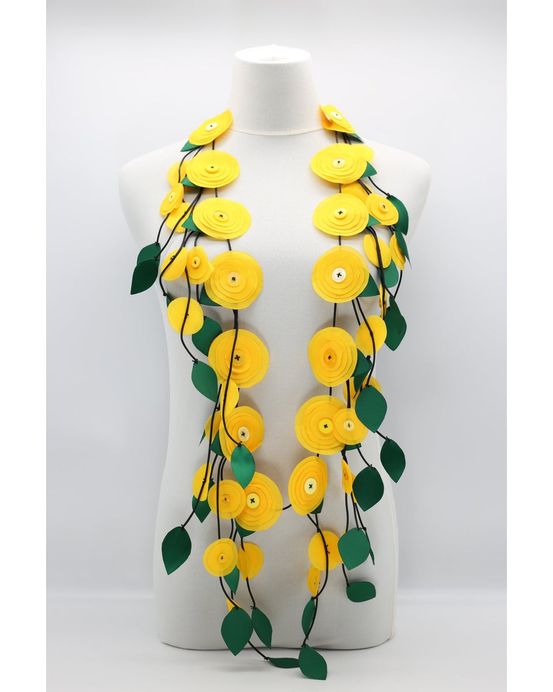 Fabric Flower Necklace, Yellow
