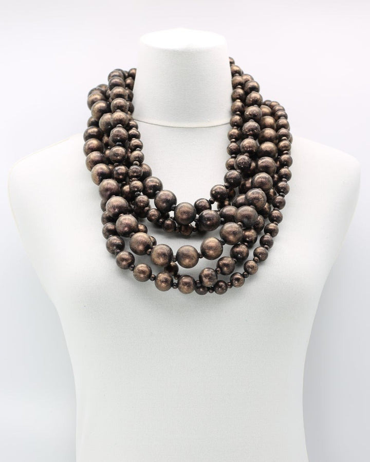 Iris Wooden Necklace Set, Coffee