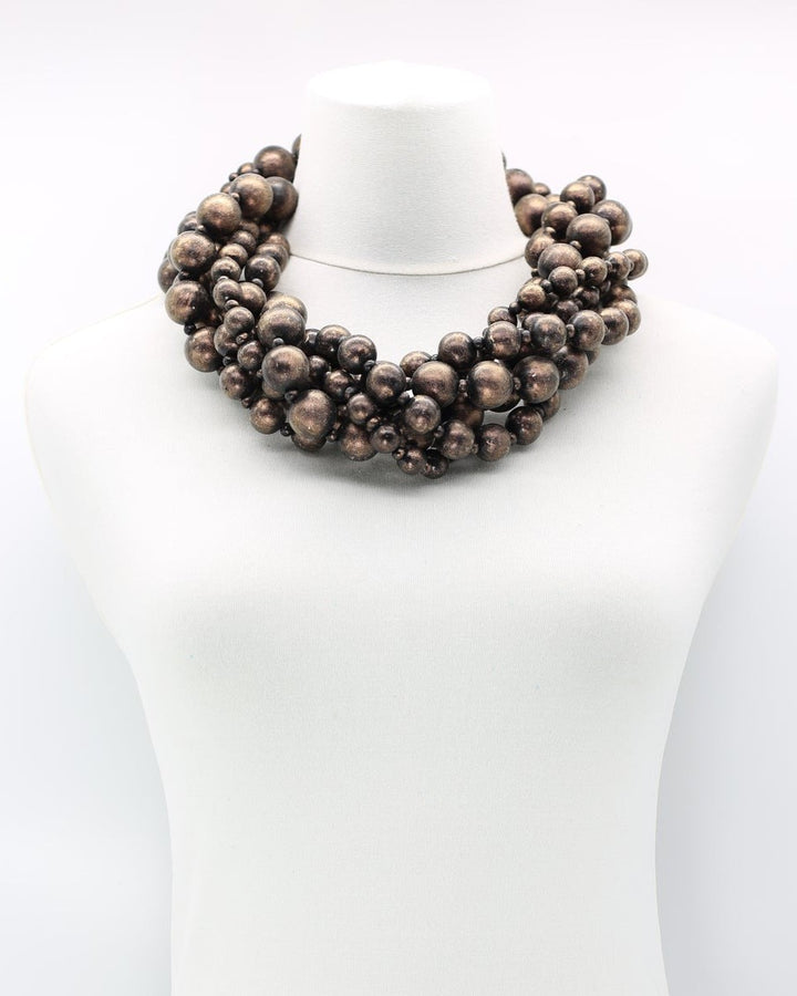 Iris Wooden Necklace Set, Coffee