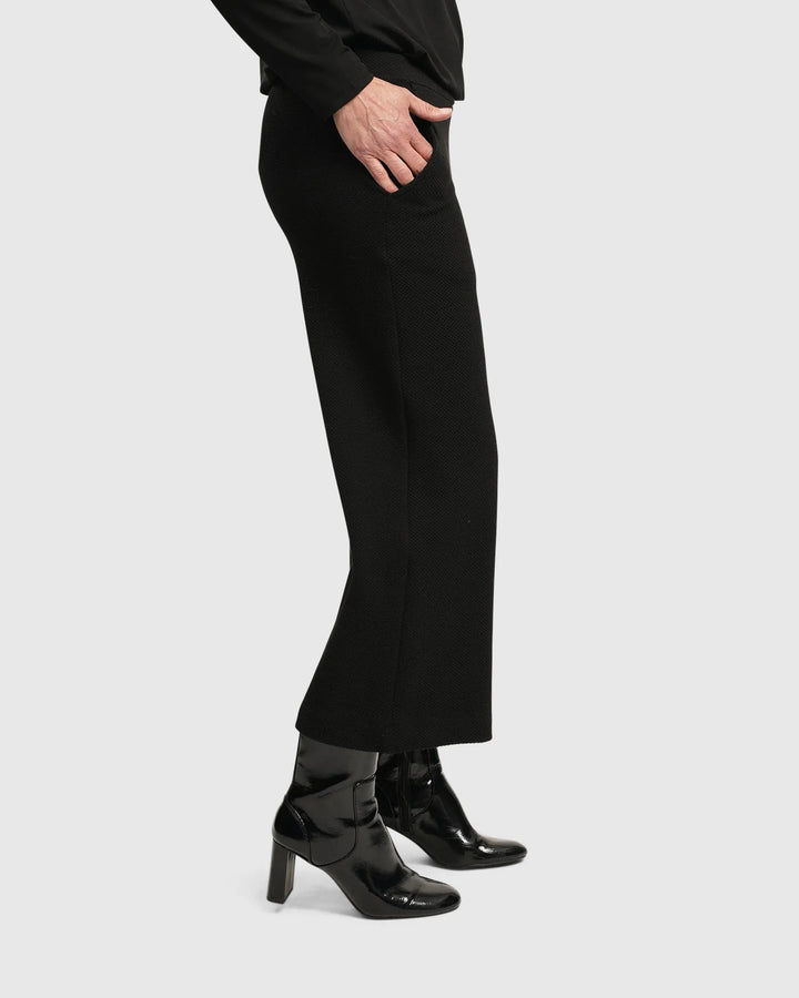 Superb Waffle Weave Ankle Pants, Black