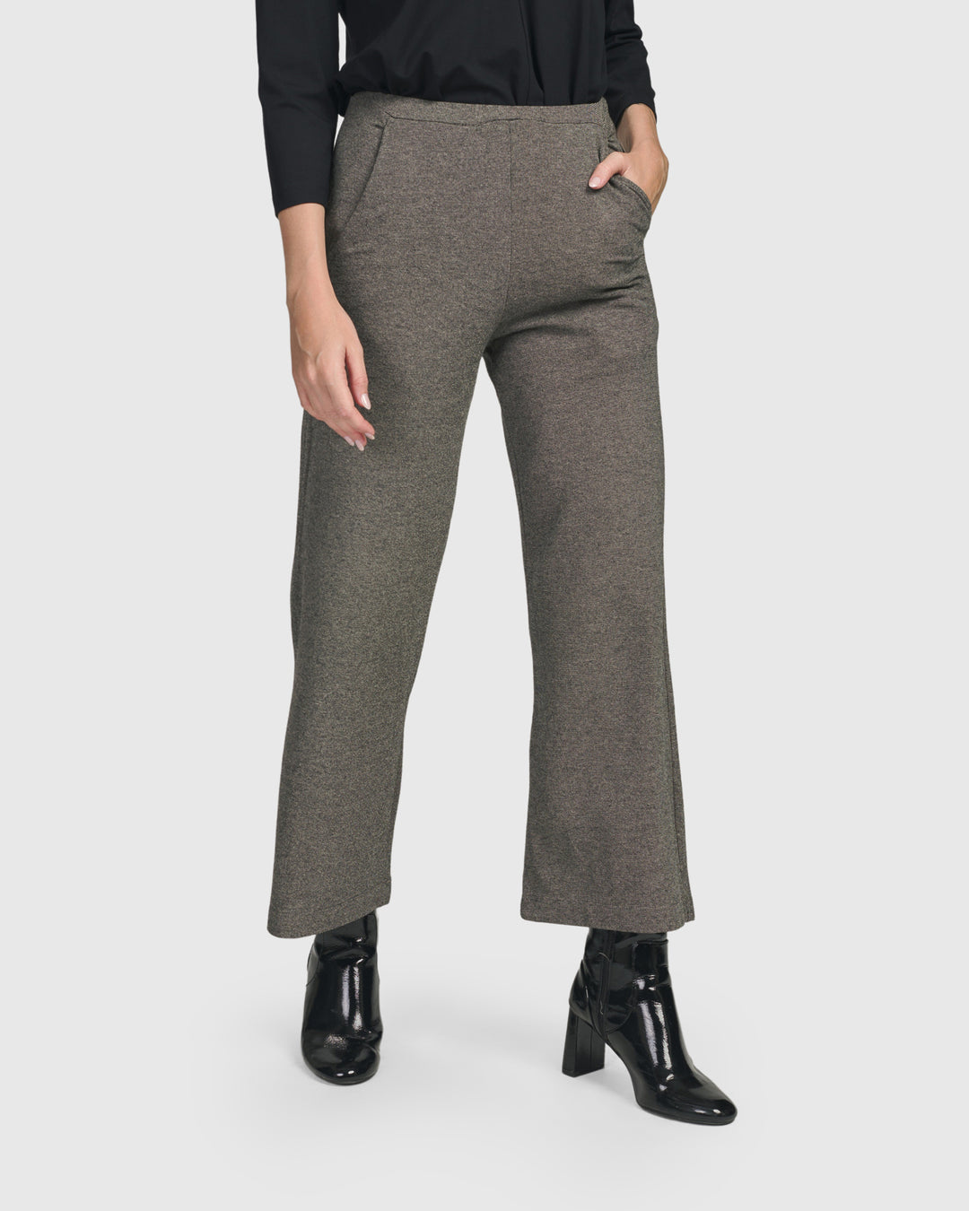 Cropped gingham stretch-knit slim-leg pants