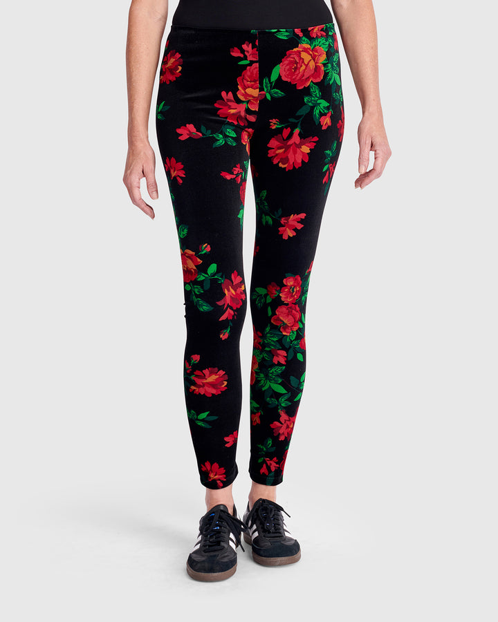 Starlet Velvet Leggings, Roses
