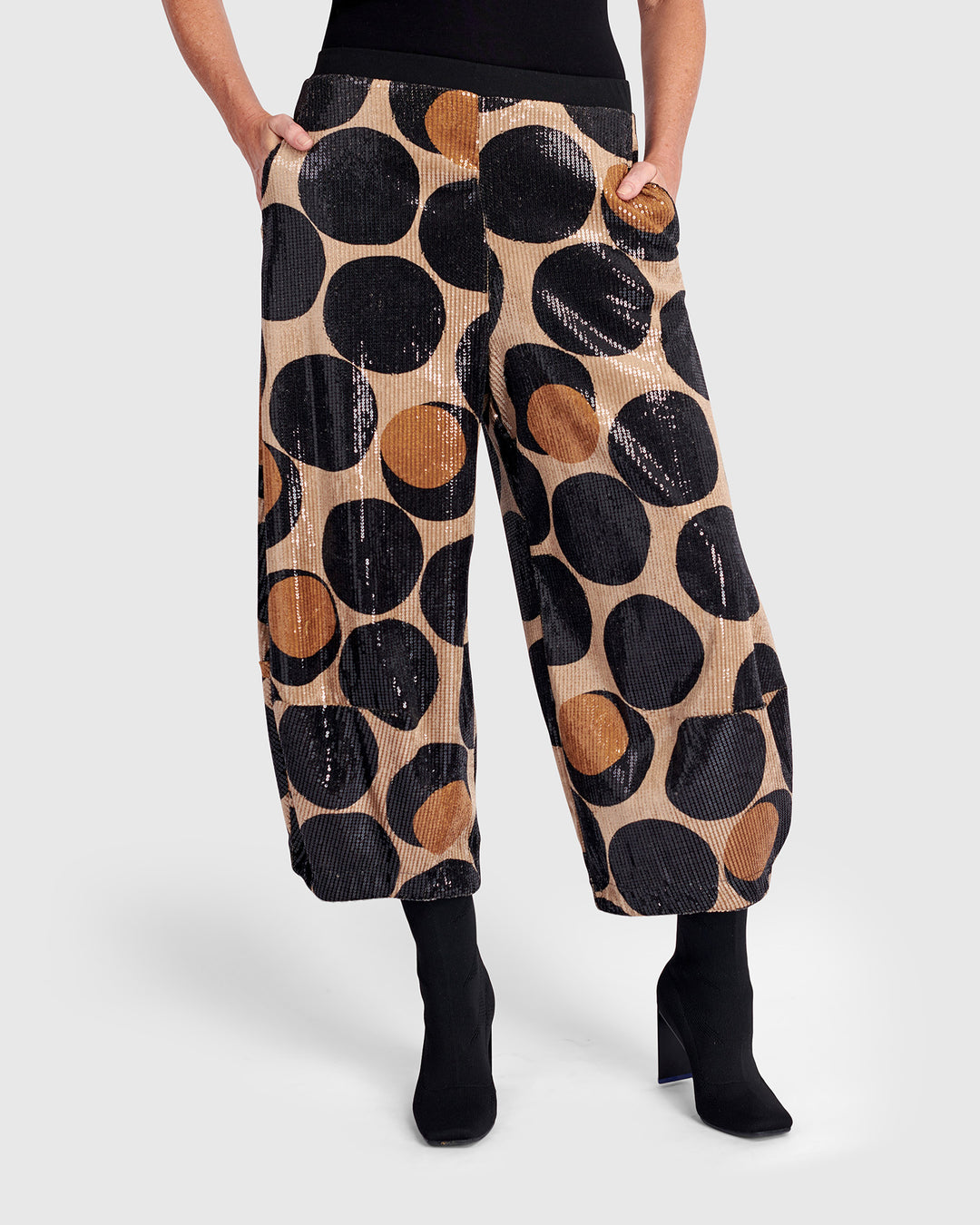 Shimmy Sequin Lantern Pants, Eclipse