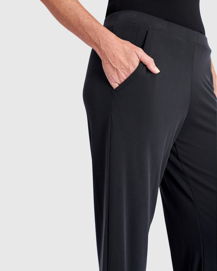 Essential Cupro Relaxed Pants, Black