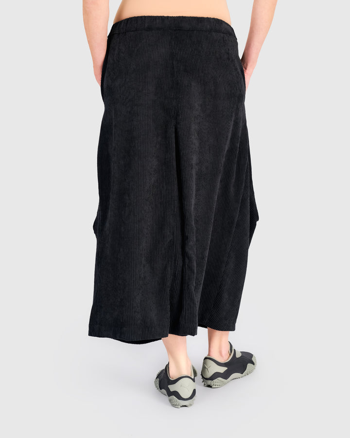 Cord Harem Pockets Pants, Black