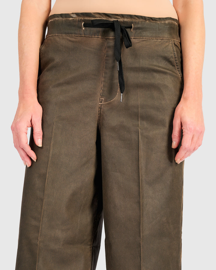 Pinstripe Wide Leg Stretch Jeans, Hickory