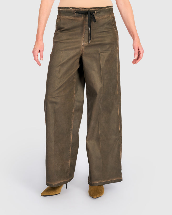 Pinstripe Wide Leg Stretch Jeans, Hickory