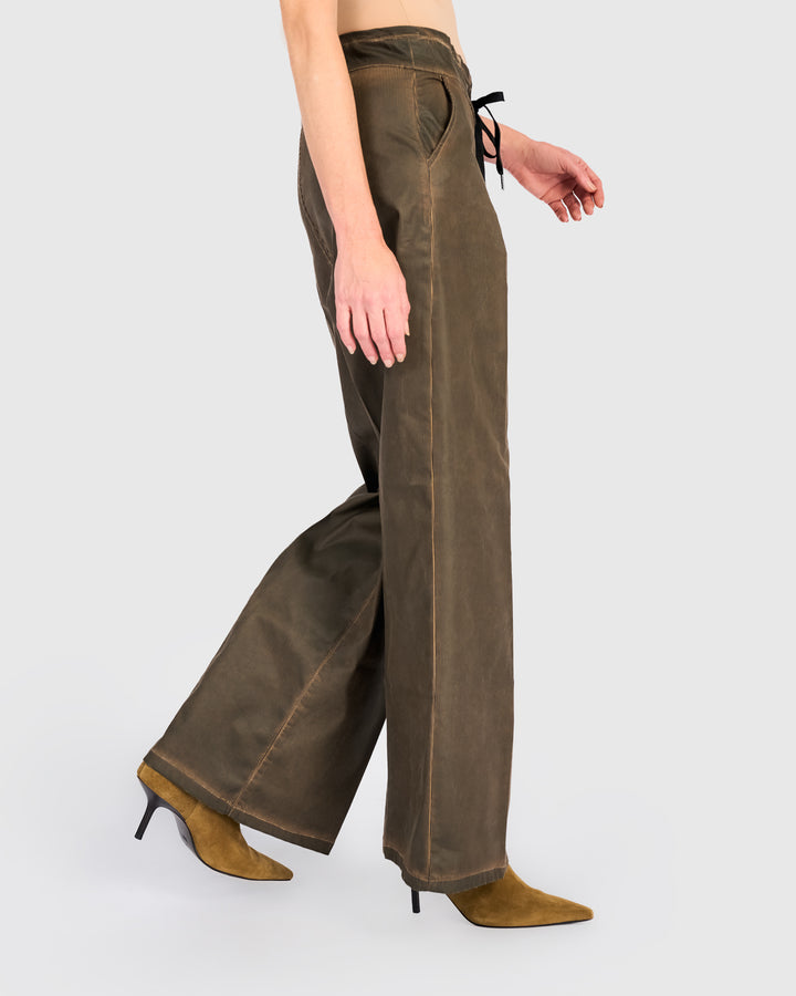 Pinstripe Wide Leg Stretch Jeans, Hickory