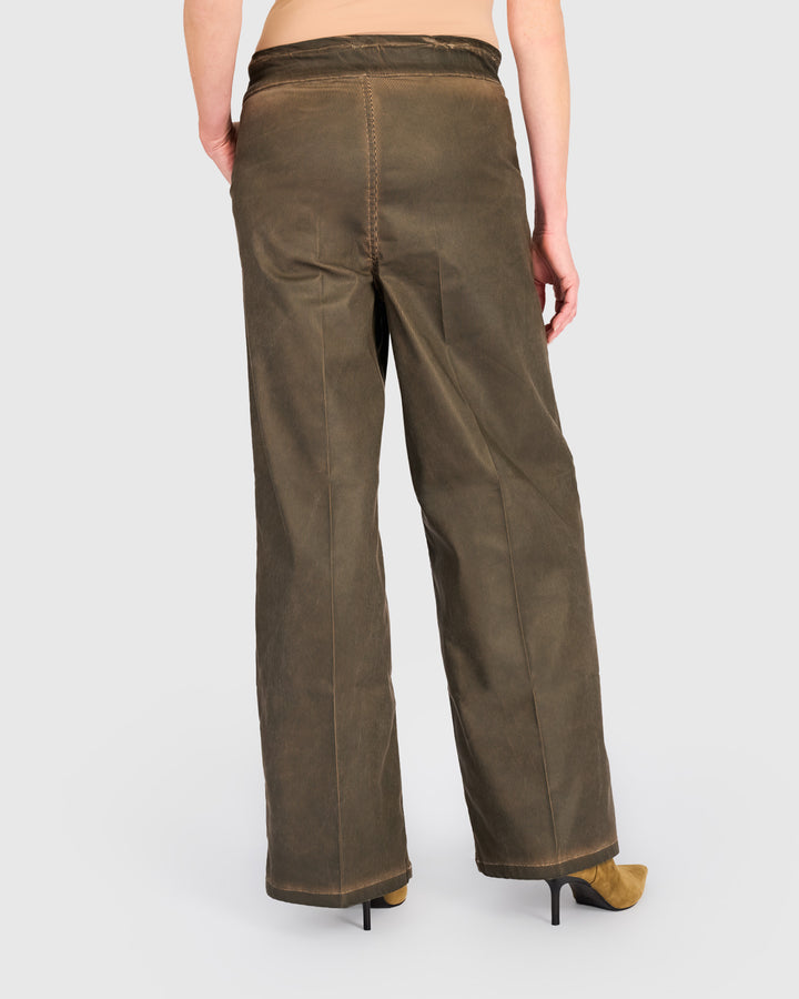 Pinstripe Wide Leg Stretch Jeans, Hickory