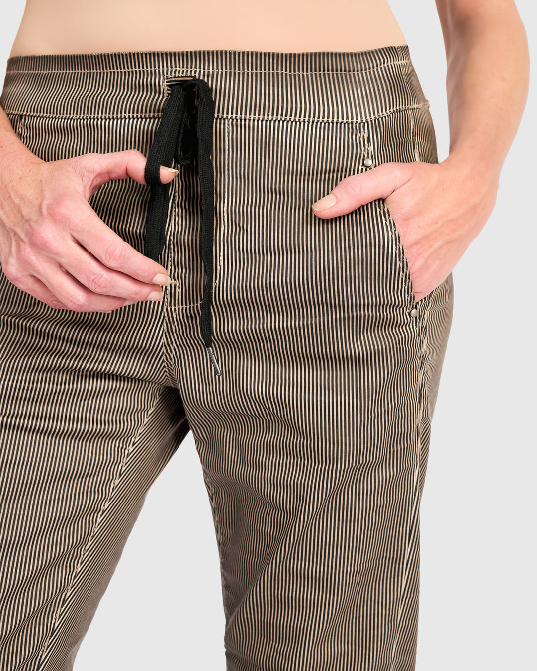 Pinstripe Iconic Stretch Jeans, Light Khaki