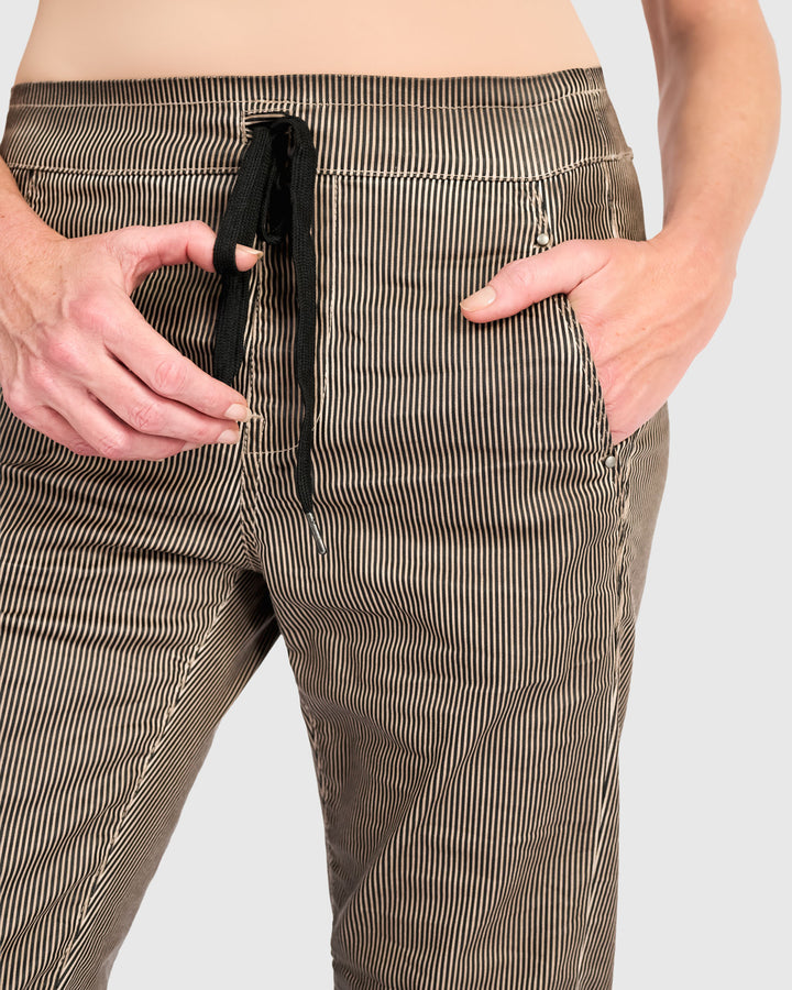 Pinstripe Iconic Stretch Jeans, Light Khaki