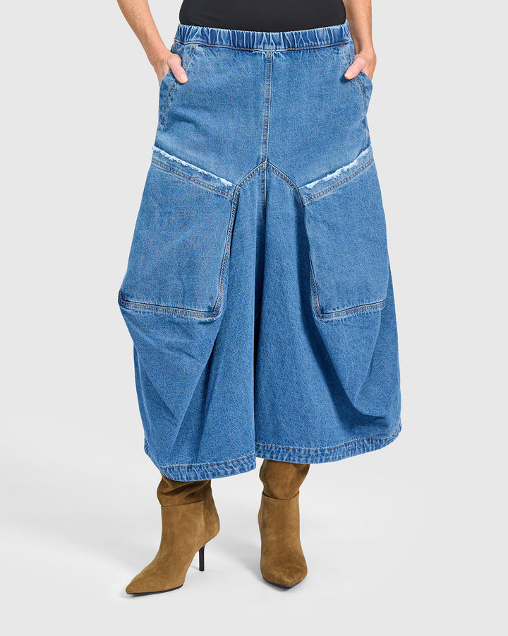 Denim Harem Pockets Pants, Denim