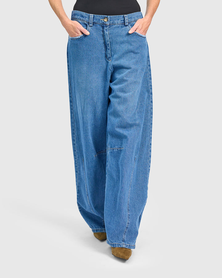 Longline Barrel Jeans, Denim