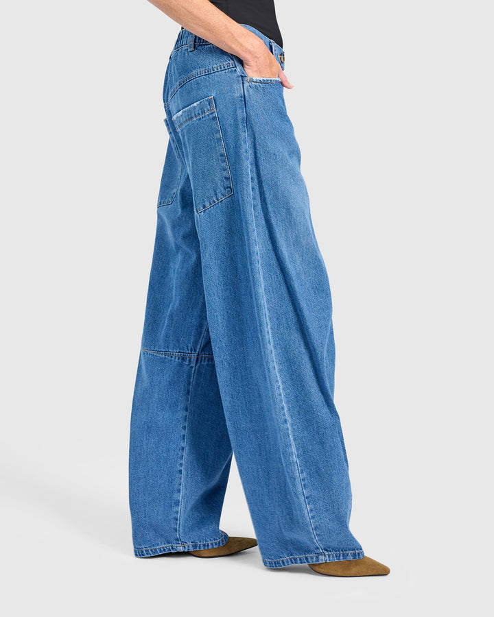 Longline Barrel Jeans, Denim