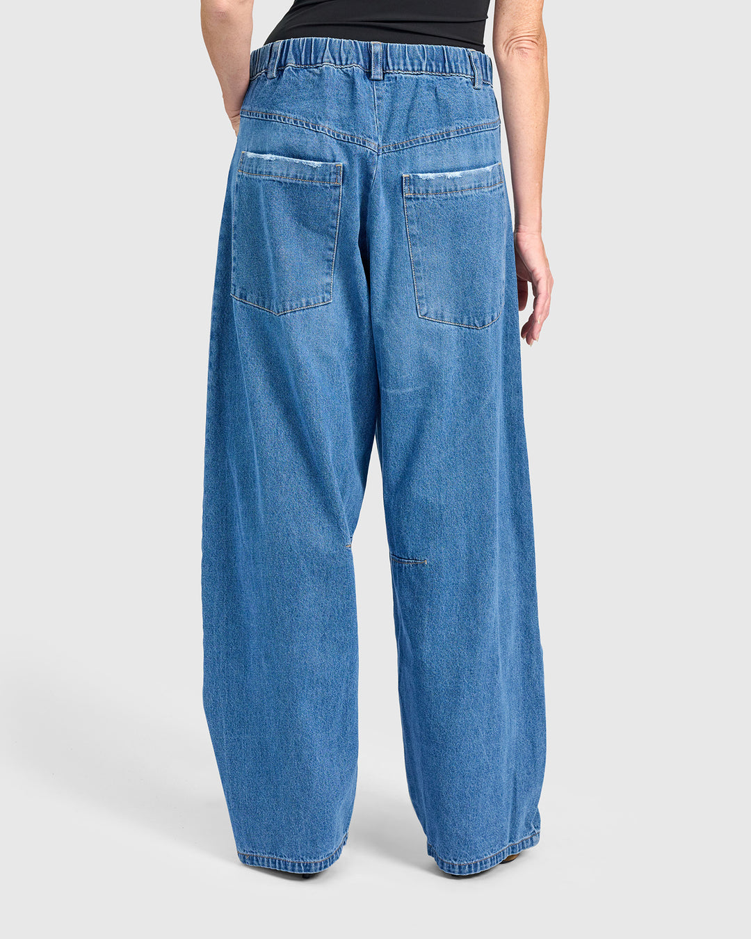 Longline Barrel Jeans, Denim