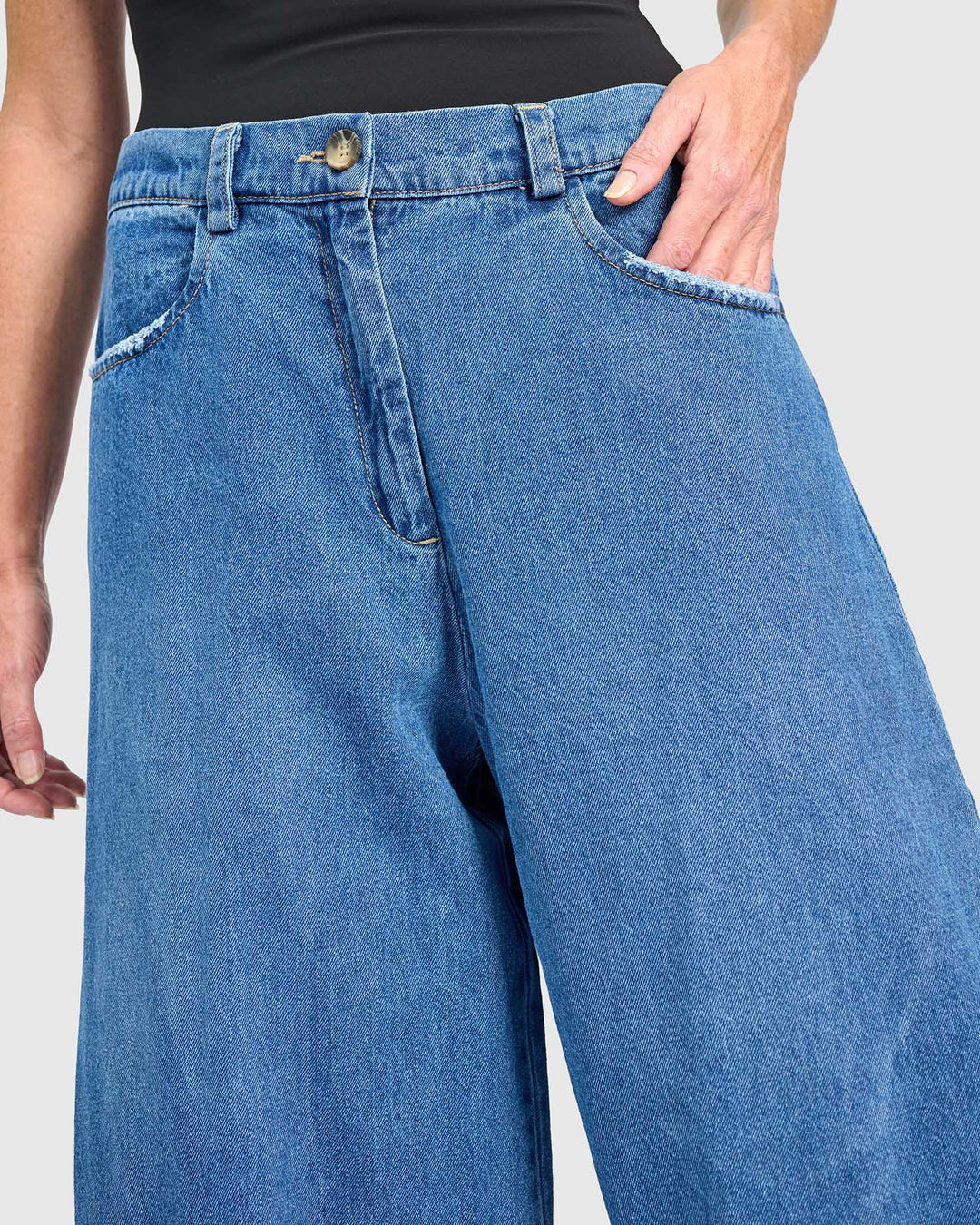 Longline Barrel Jeans, Denim
