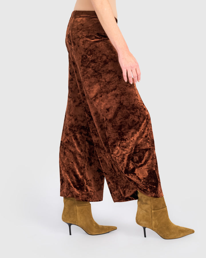 Crushed Velvet Punto Pants, Maple