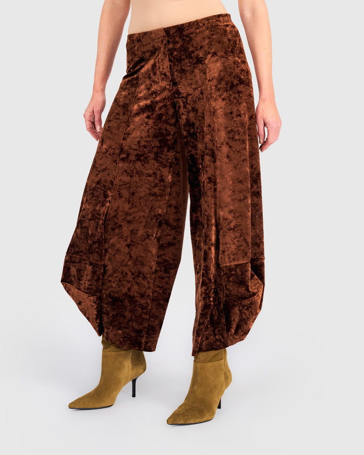 Crushed Velvet Punto Pants, Maple