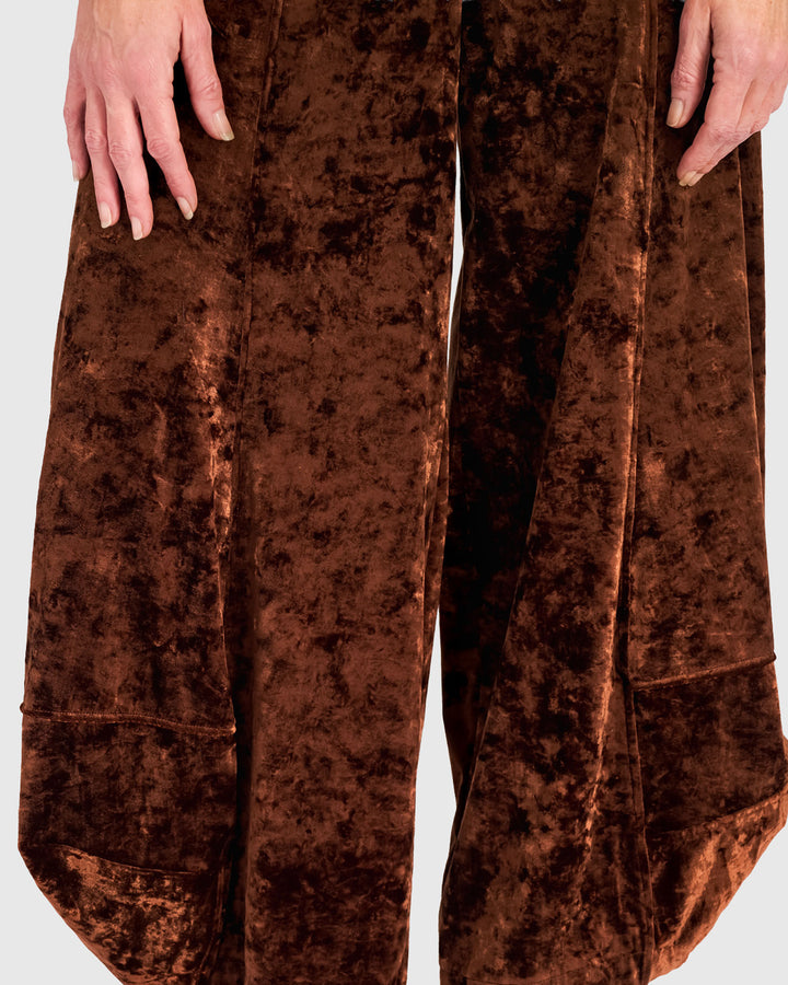 Crushed Velvet Punto Pants, Maple